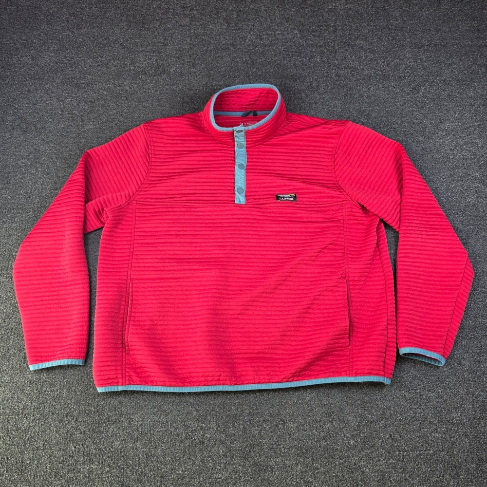 LL Bean AirLight Knit Pullover Red Mens XXL Quilted Snap-T 506874 Outdoors Hike